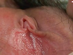 Behårede solo asiatiske kontraherende og våd